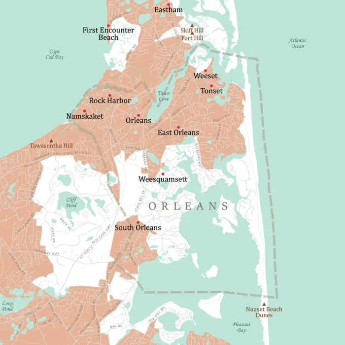 Framed Print : MA Barnstable Orleans Vector Road Map Framed Print : MA Barnstable Orleans Vector Road Map