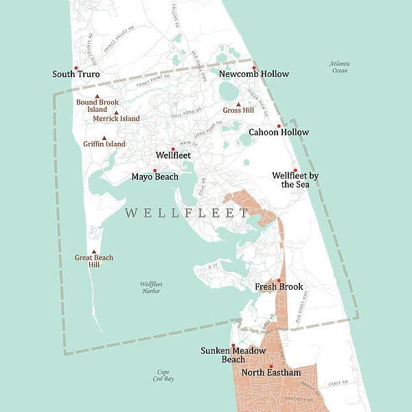 MA Barnstable Wellfleet Vector Road Map