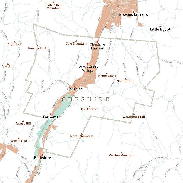 MA Berkshire Cheshire Vector Road Map