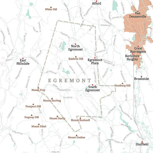 MA Berkshire Egremont Vector Road Map
