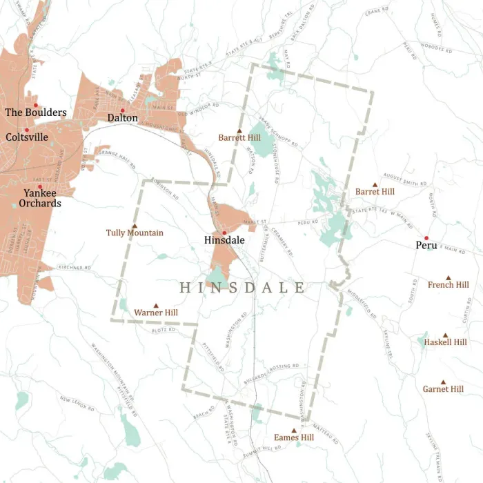 Framed Print : MA Berkshire Hinsdale Vector Road Map Framed Print : MA Berkshire Hinsdale Vector Road Map