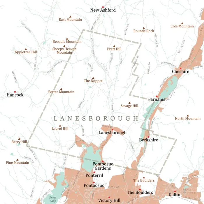 Framed Print : MA Berkshire Lanesborough Vector Road Map Framed Print : MA Berkshire Lanesborough Vector Road Map