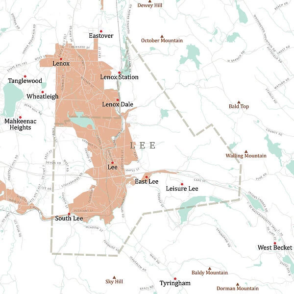 MA Berkshire Lee Vector Road Map