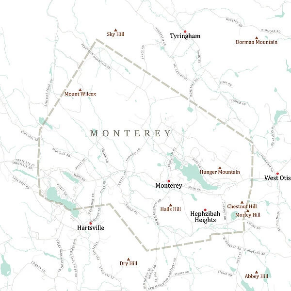 MA Berkshire Monterey Vector Road Map