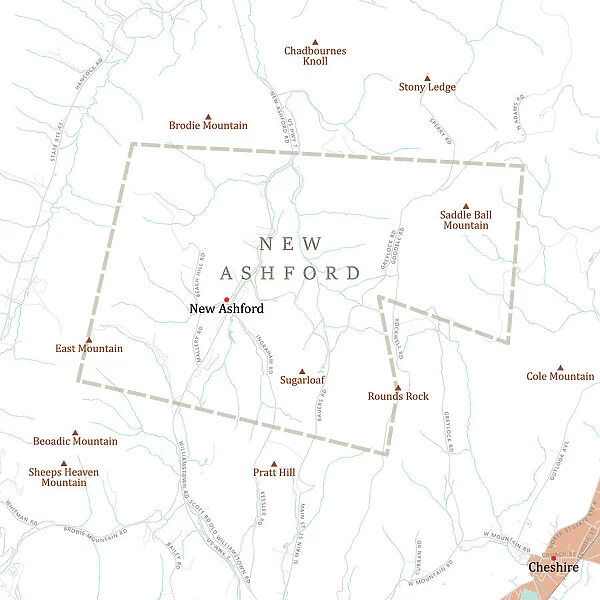 MA Berkshire New Ashford Vector Road Map