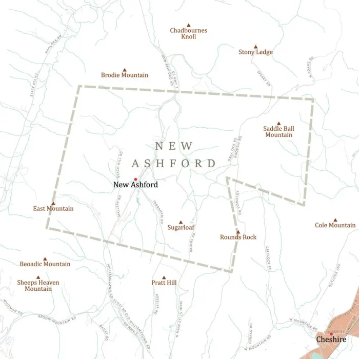 Framed Print : MA Berkshire New Ashford Vector Road Map Framed Print : MA Berkshire New Ashford Vector Road Map