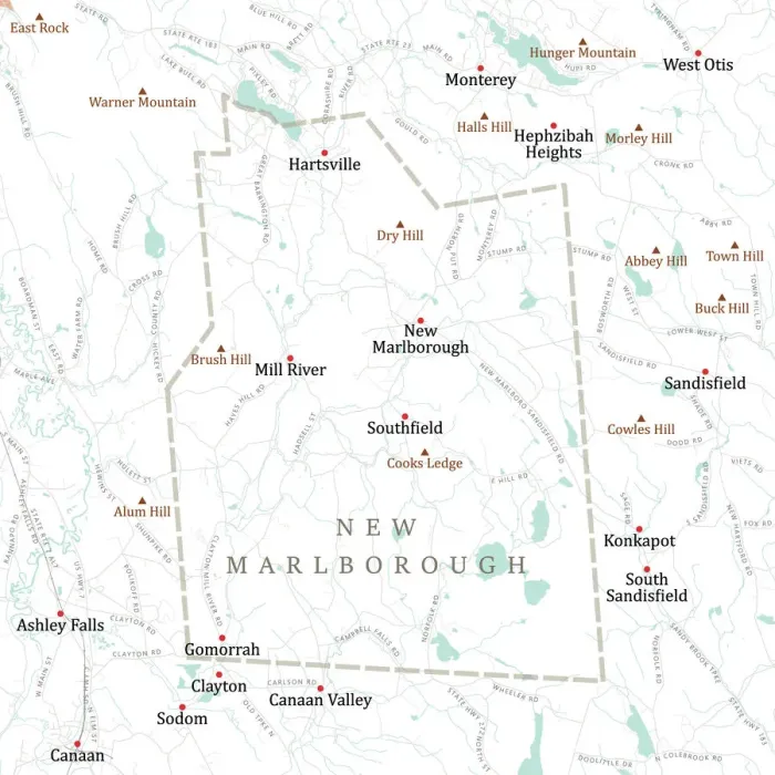 Framed Print : MA Berkshire New Marlborough Vector Road Map Framed Print : MA Berkshire New Marlborough Vector Road Map