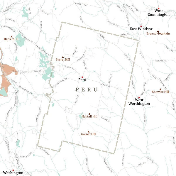 MA Berkshire Peru Vector Road Map