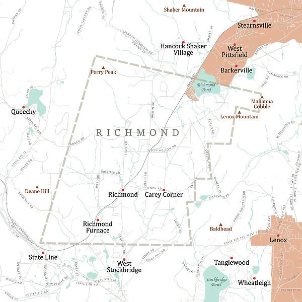 MA Berkshire Richmond Vector Road Map