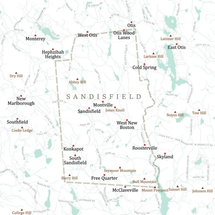 Framed Print : MA Berkshire Sandisfield Vector Road Map Framed Print : MA Berkshire Sandisfield Vector Road Map