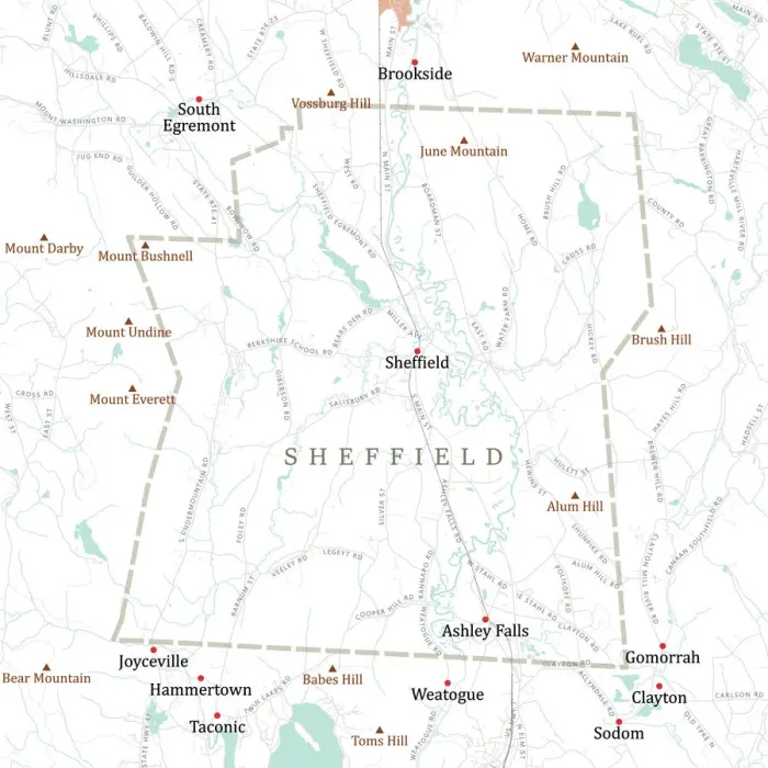 Framed Print : MA Berkshire Sheffield Vector Road Map Framed Print : MA Berkshire Sheffield Vector Road Map
