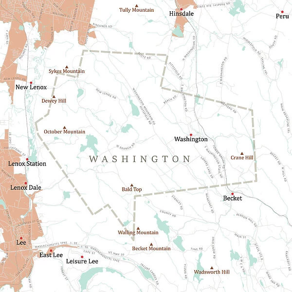 MA Berkshire Washington Vector Road Map
