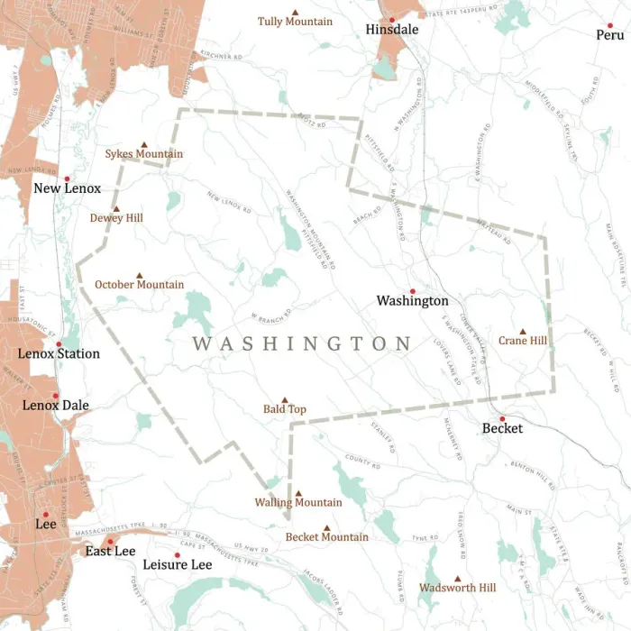 Framed Print : MA Berkshire Washington Vector Road Map Framed Print : MA Berkshire Washington Vector Road Map