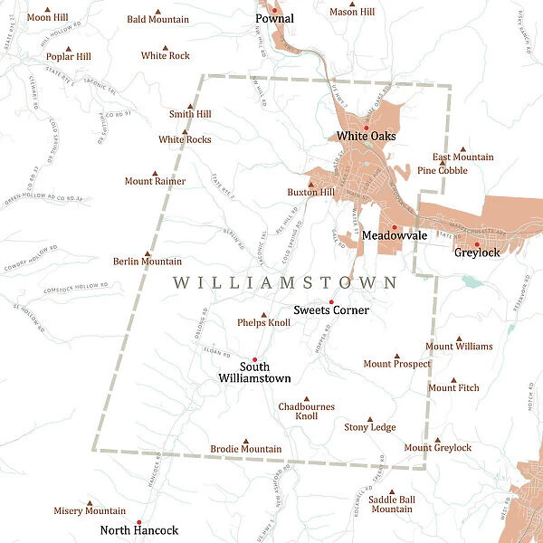 MA Berkshire Williamstown Vector Road Map