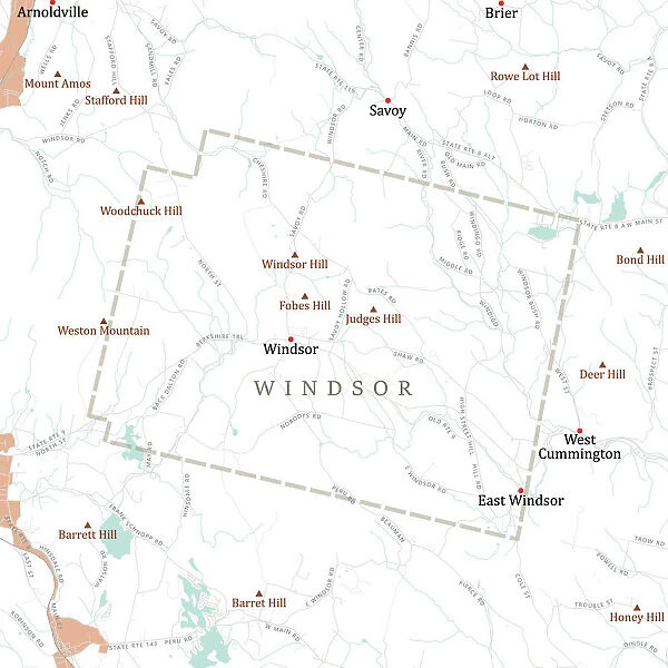 MA Berkshire Windsor Vector Road Map