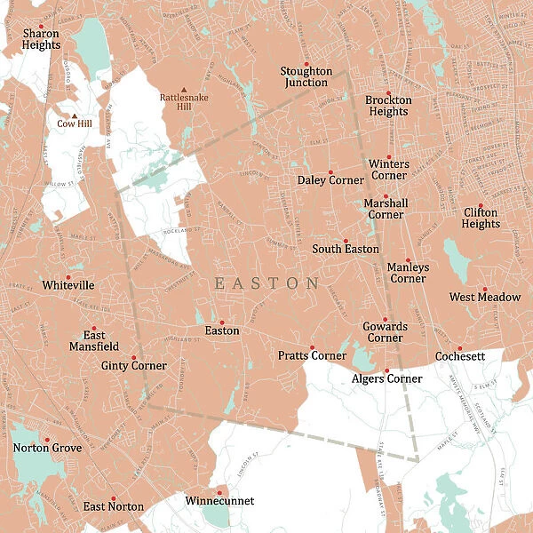 MA Bristol Easton Vector Road Map