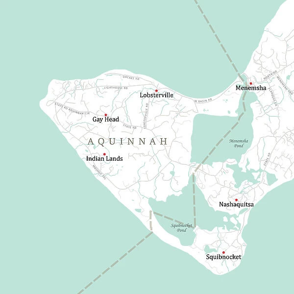 MA Dukes Aquinnah Vector Road Map
