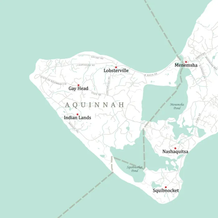 Framed Print : MA Dukes Aquinnah Vector Road Map Framed Print : MA Dukes Aquinnah Vector Road Map