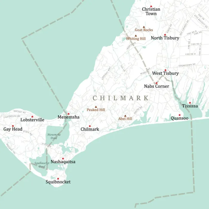 Framed Print : MA Dukes Chilmark Vector Road Map Framed Print : MA Dukes Chilmark Vector Road Map