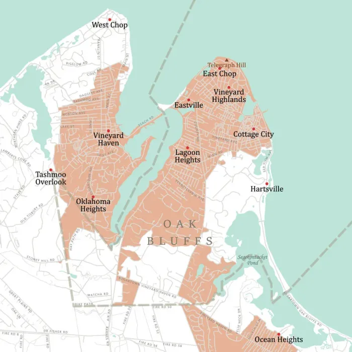 Framed Print : MA Dukes Oak Bluffs Vector Road Map Framed Print : MA Dukes Oak Bluffs Vector Road Map
