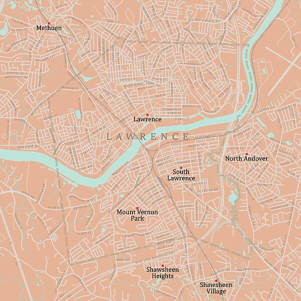 MA Essex Lawrence Vector Road Map