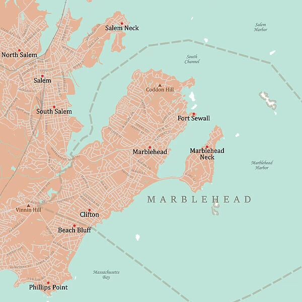 MA Essex Marblehead Vector Road Map
