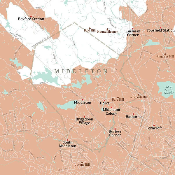 MA Essex Middleton Vector Road Map