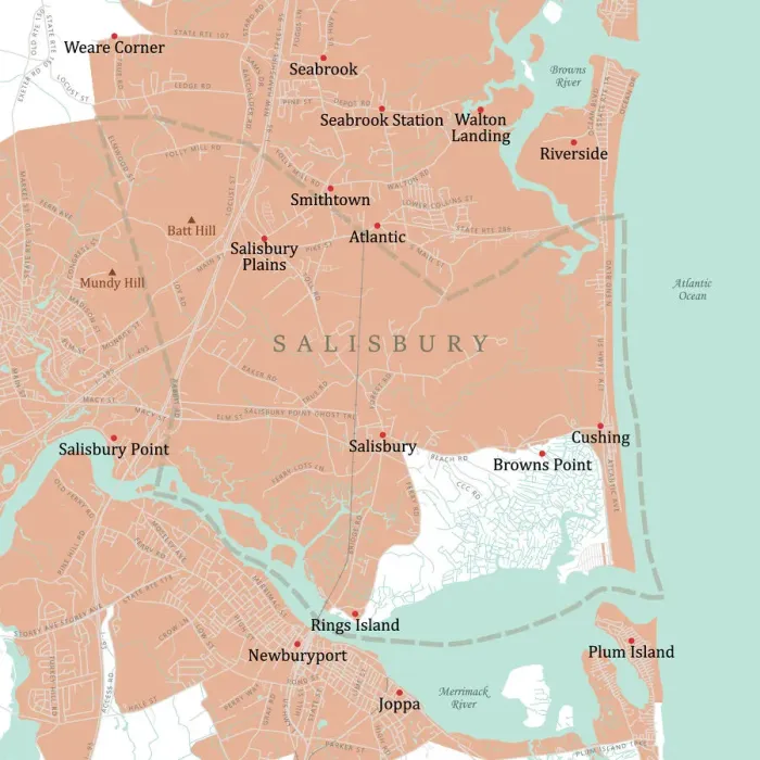 Framed Print : MA Essex Salisbury Vector Road Map Framed Print : MA Essex Salisbury Vector Road Map