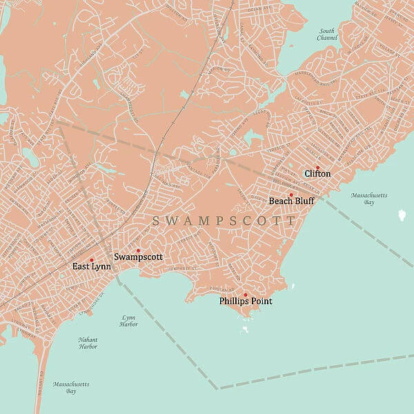MA Essex Swampscott Vector Road Map
