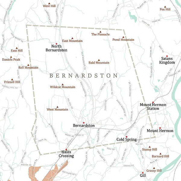 MA Franklin Bernardston Vector Road Map