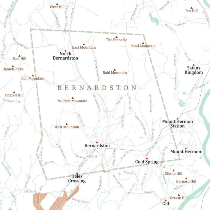 Framed Print : MA Franklin Bernardston Vector Road Map Framed Print : MA Franklin Bernardston Vector Road Map