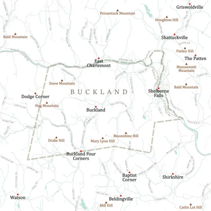 Framed Print : MA Franklin Buckland Vector Road Map Framed Print : MA Franklin Buckland Vector Road Map