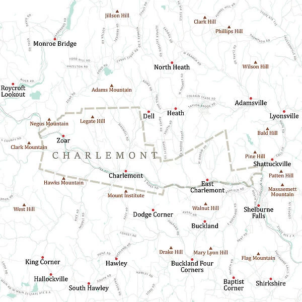MA Franklin Charlemont Vector Road Map