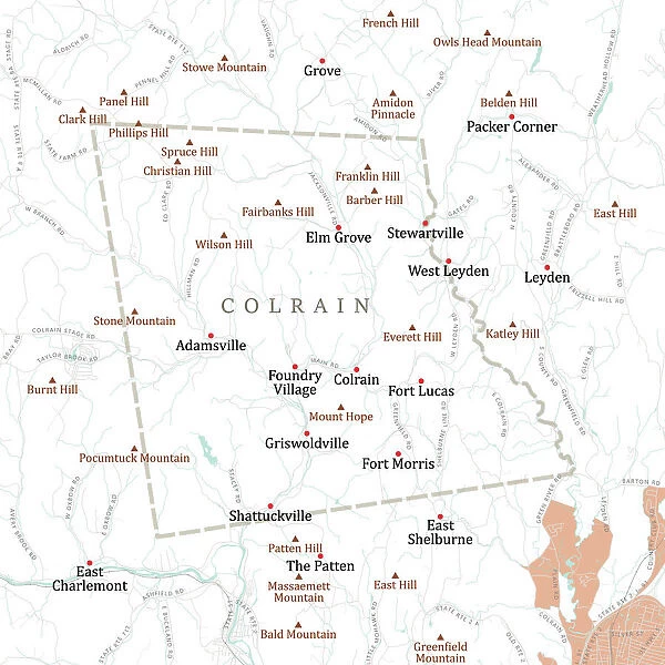 MA Franklin Colrain Vector Road Map