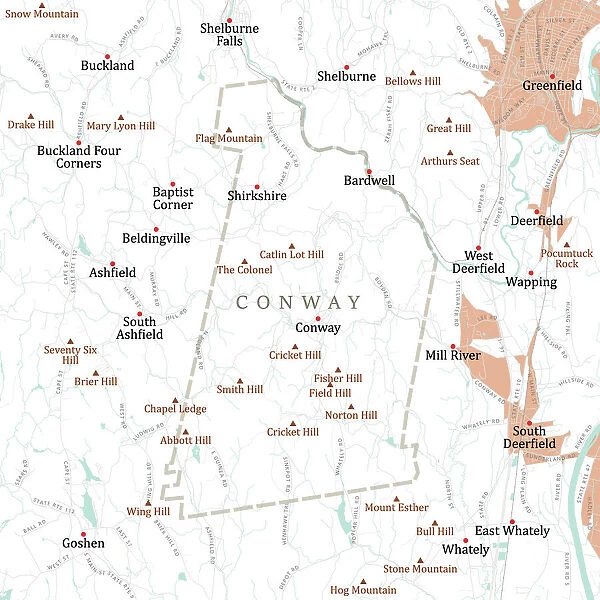 MA Franklin Conway Vector Road Map