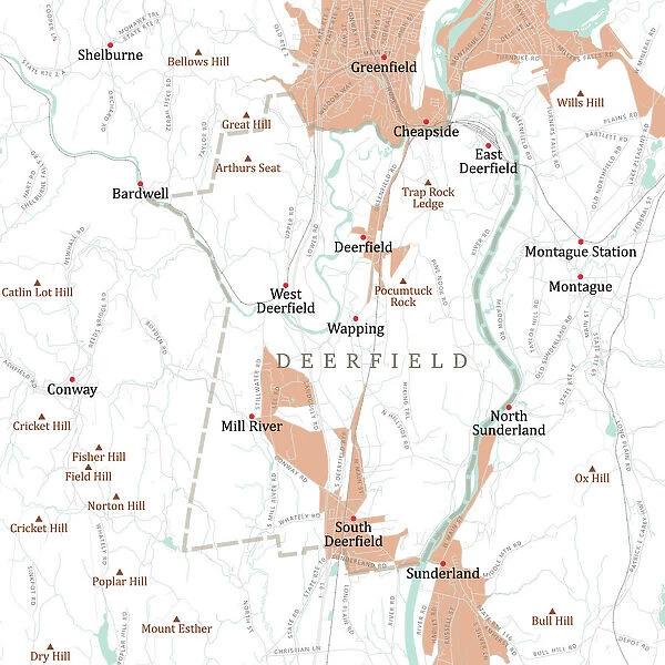 MA Franklin Deerfield Vector Road Map