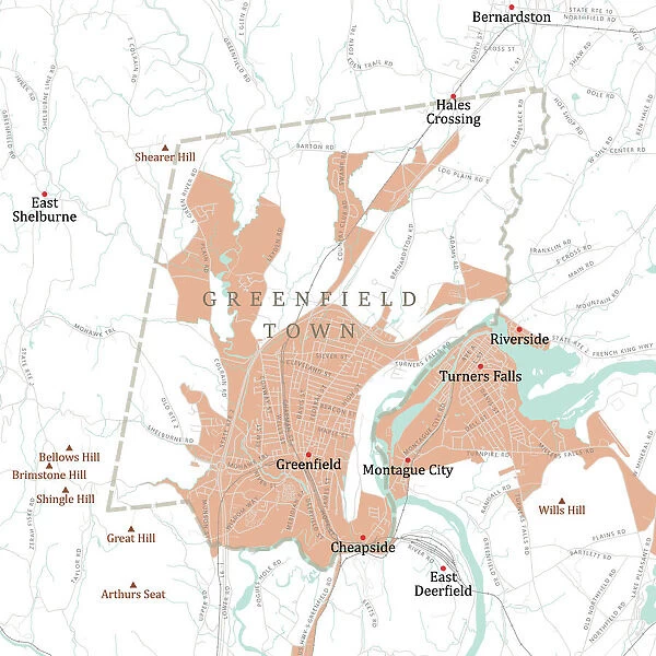 MA Franklin Greenfield Town Vector Road Map