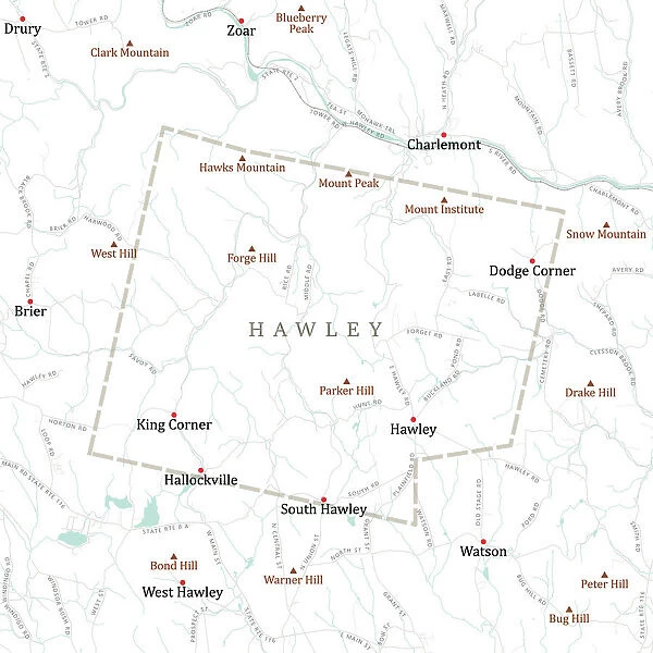 MA Franklin Hawley Vector Road Map