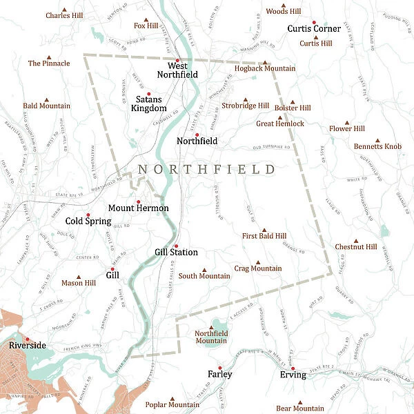 MA Franklin Northfield Vector Road Map