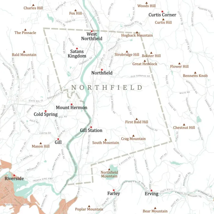 Framed Print : MA Franklin Northfield Vector Road Map Framed Print : MA Franklin Northfield Vector Road Map