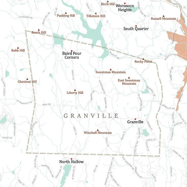 MA Hampden Granville Vector Road Map
