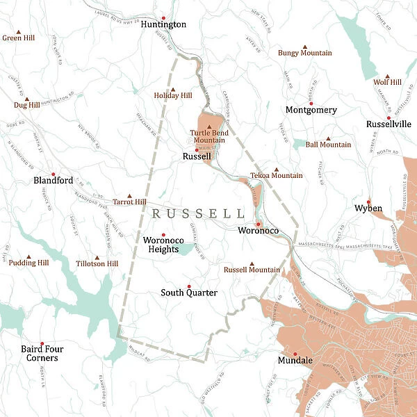 MA Hampden Russell Vector Road Map