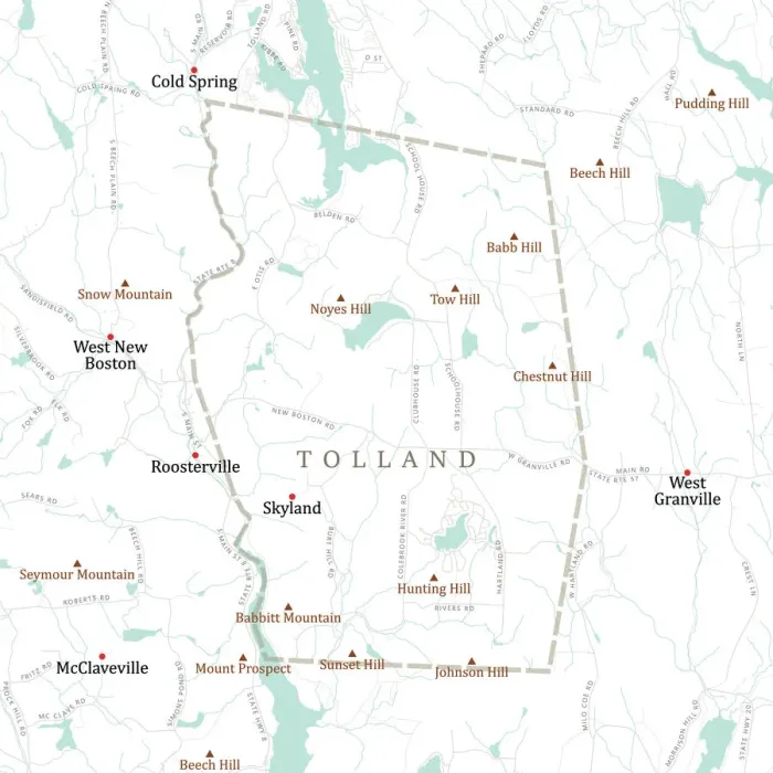 Framed Print : MA Hampden Tolland Vector Road Map Framed Print : MA Hampden Tolland Vector Road Map