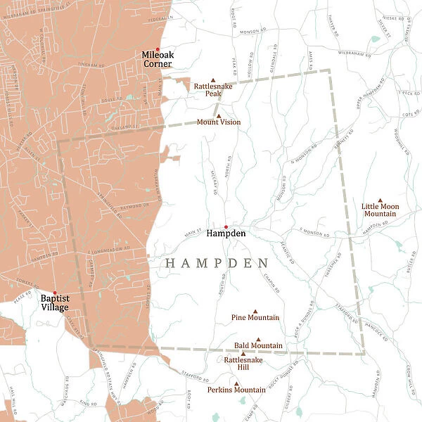 MA Hampden Town Vector Road Map
