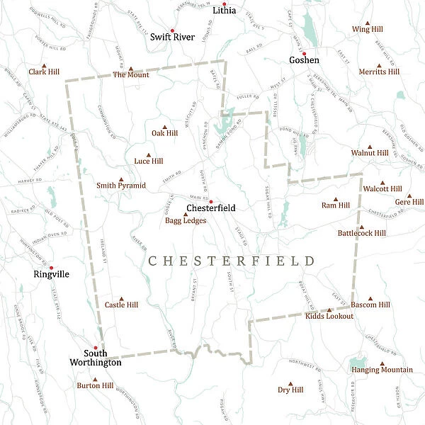 MA Hampshire Chesterfield Vector Road Map
