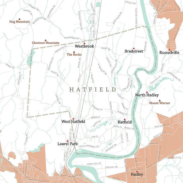 MA Hampshire Hatfield Vector Road Map