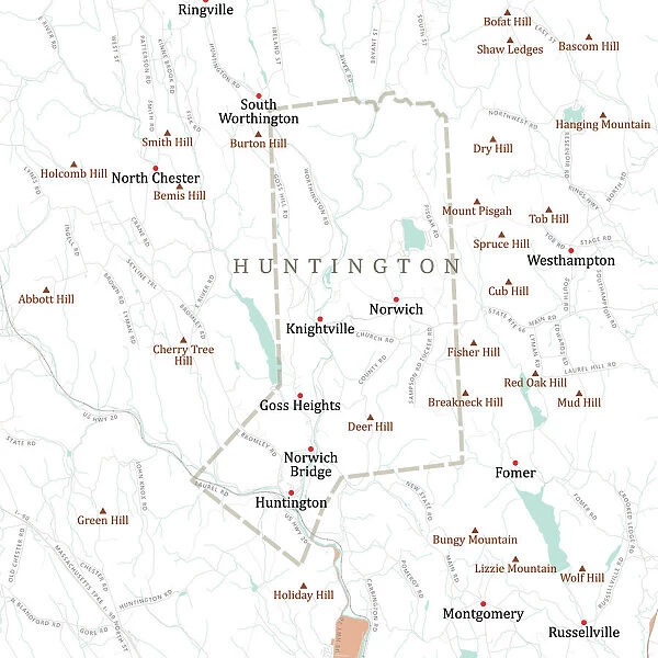 MA Hampshire Huntington Vector Road Map