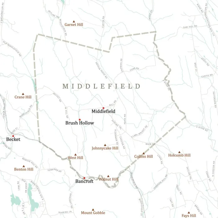 Framed Print : MA Hampshire Middlefield Vector Road Map Framed Print : MA Hampshire Middlefield Vector Road Map