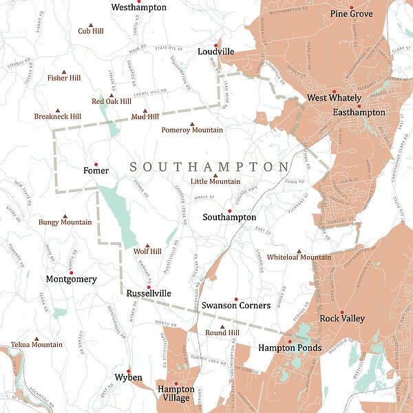 MA Hampshire Southampton Vector Road Map