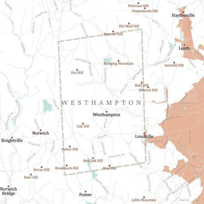 Framed Print : MA Hampshire Westhampton Vector Road Map Framed Print : MA Hampshire Westhampton Vector Road Map